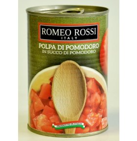 Помидоры очищенные кубиками в собственном соку Romeo Rossi 400 гр