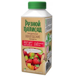 Йогурт питьевой с клубникой и ревенем 2,5% Резной Палисад 330 гр