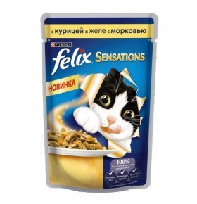 Корм для кошек Felix Sensations курица с морковью 85гр