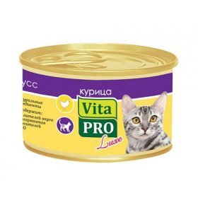 Консервы для стерилизованных кошек с курицей мусс VitaPRO Luxe 85 гр
