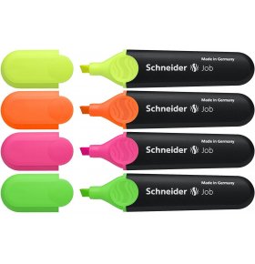 Набор текстмаркеров Job Universal 1+5 мм желтый, оранжевый, розовый, зеленый 4 шт