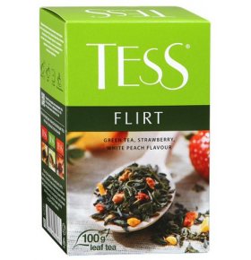 Чай зеленый листовой с клубникой и ароматом белого персика Tess Flirt 100 гр