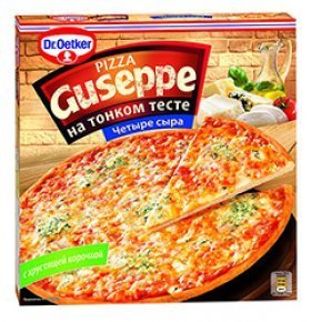 Пицца 4 сыра на тонком тесте с хрустящей корочкой Guseppe Dr.Oetker 305 гр