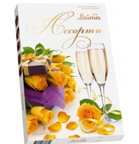 Ассорти шоколадных конфет Желтые розы Laima 480 гр