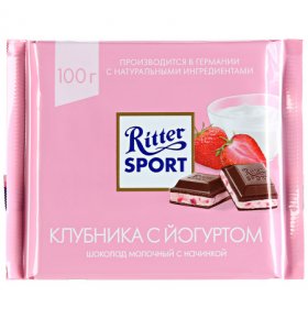 Шоколад молочный с клубнично-кремовой начинкой Ritter sport 100 гр