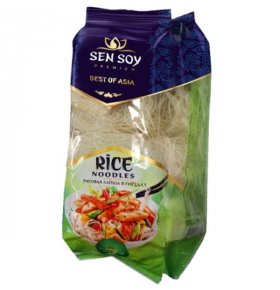 Лапша рисовая Premium Rice Noodles в гнёздах Sen Soy 400 гр