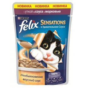 Корм для кошек Felix Sensations утка с морковью 85г
