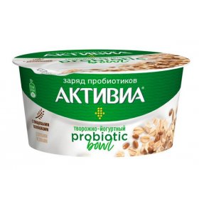 Биопродукт кисломолочный творожно-йогуртный обогащенный отруби злаки 3,5% Активиа 135 гр