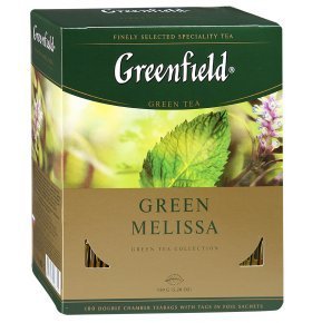 Чай Greenfield Green melissa зеленый с мятой100Х1,5Г