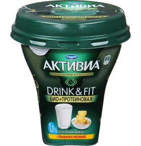 Йогурт Активиа питьевой банан овсянка 1,3% Danone 250 гр