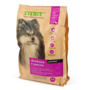 Сухой корм TitBit для собак мелких и средних пород, ягненок с рисом, 1 кг