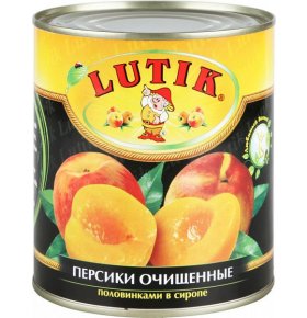 Персики очищенные половинками в сиропе Lutik 850 мл