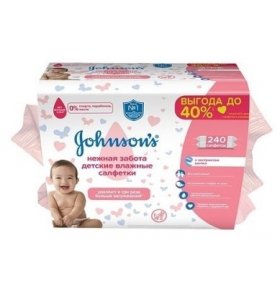 Детские влажные салфетки Нежная забота Johnson`s baby 2 х 120 шт