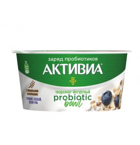 Продукт Probiotic Bowl творожно-йогуртный с черникой спельтой овсом и чиа 3,5% Активиа 135 гр