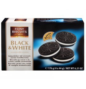 Печенье шоколадное черное и белое Feiny Biscuits 176 гр