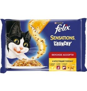 Корм для кошек Felix Мясо Sensations 3 х 85 гр + 12 гр