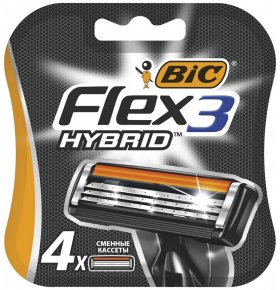 Сменные кассеты для бритья Flex 3 Hybrid Bic 4 шт