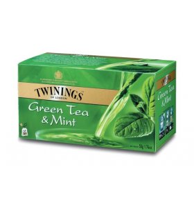 Чай Twinings Green tea mint зеленый со вкусом мяты, 25 п.