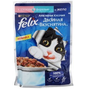 Корм для кошек Felix двойная вкуснятина лосось-форель 85г