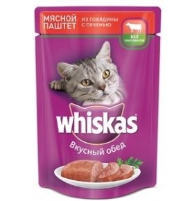 Корм для котов Whiskas паштет мясной говяд-печень 85г