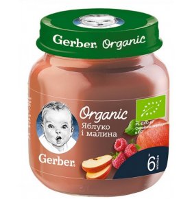 Пюре Яблоко и малина Gerber Organic 125 гр
