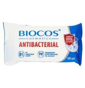 Влажные салфетки антибактериальные BioCos 60 шт