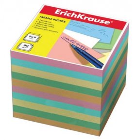 Блок для записей Erich Krause непроклеенный куб 9х9х9 см цветной