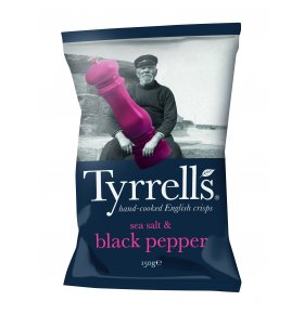 Чипсы картофельные Tyrrells с черным перцем и морской солью 150 гр