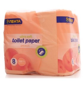 Туалетная бумага с ароматом персика 3-слойная Лента 8 рулонов