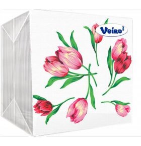 Салфетки бумажные 1 слой Розовые Цветы Linia Veiro 100 шт