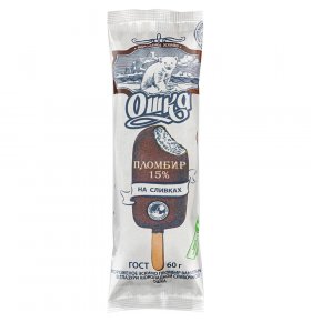 Мороженое эскимо в сливочной шоколадной глазури Ошка 15% 60 гр