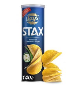Чипсы Stax картофельные Сметана и лук Lay's 140 гр