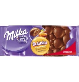 Шоколад белый Milka Bubbles пористый с орехами 83г