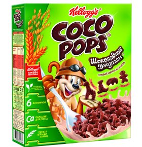 Готовый завтрак Coco Pops Шоколадные джунгли из злаков Kelloggs 225 гр