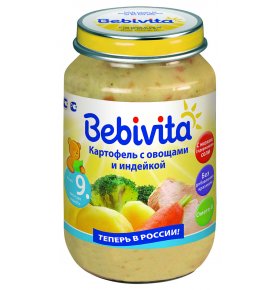 Пюре картофель с овощами и индейкой с 9 мес Bebivita 190 гр