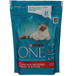 Корм для кошек Sterilcat лосось пшеница тунец для стерилизованных кошек кастрированных котов сухой Purina one 200 гр
