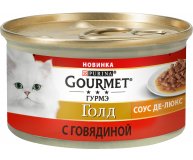 Влажный корм Purina Соус Де-Люкс с говядиной Gourmet Gold 85 гр