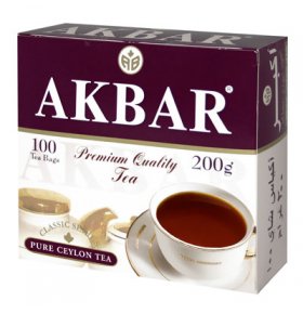Чай черный байховый классический Akbar в пакетиках 100х2г.