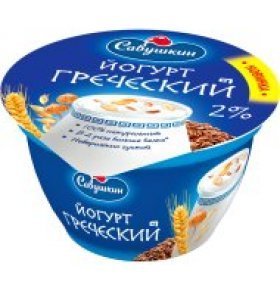 Йогурт Греческий злаки с клетчаткой льна 2% Савушкин 120 гр