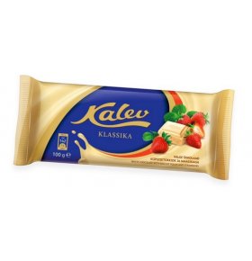 Шоколад белый с кусочками печенья и клубникой Kalev Bitter 100 гр