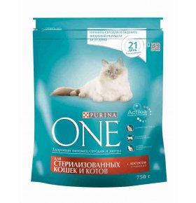 Корм для кошек Sterilcat лосось пшеница тунец для стерилизованных кошек кастрированных котов сухой Purina one 750 гр