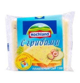 Сыр плавленый с грибами 45% ломтики Hochland 150 гр
