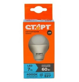 Лампа светодиодная Eco GLS E27 7W 40 Холодный Старт
