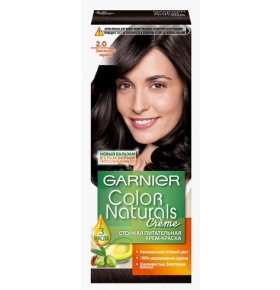 Стойкая питательная крем-краска для волос Color Naturals оттенок 2.0 Элегантный Черный Garnier