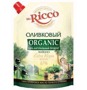 Майонез Organic Оливковый 67% Mr.Ricco 800 мл