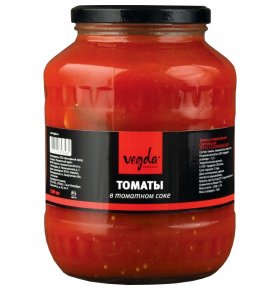 Томаты неочищенные в томатном соке Vegda 1500 гр