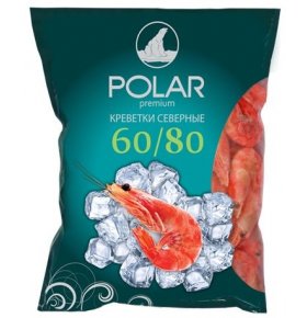 Морепродукты креветки варено-мороженые 60/80 Polar 850 гр