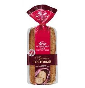 Хлеб Тостовый пшенично-ржаной с семенами подсолнечника и льна Аютинский хлеб 670 гр