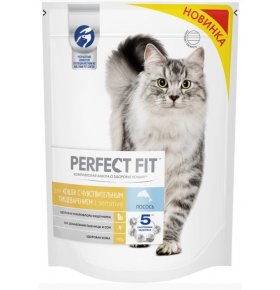 Сухой корм для кошек с чувствительным пищеварением с лососем Perfect Fit 650 гр
