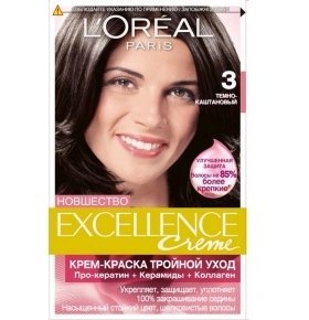 Краска д/волос L'Oreal Excellence 3 темно-каштан. 1шт